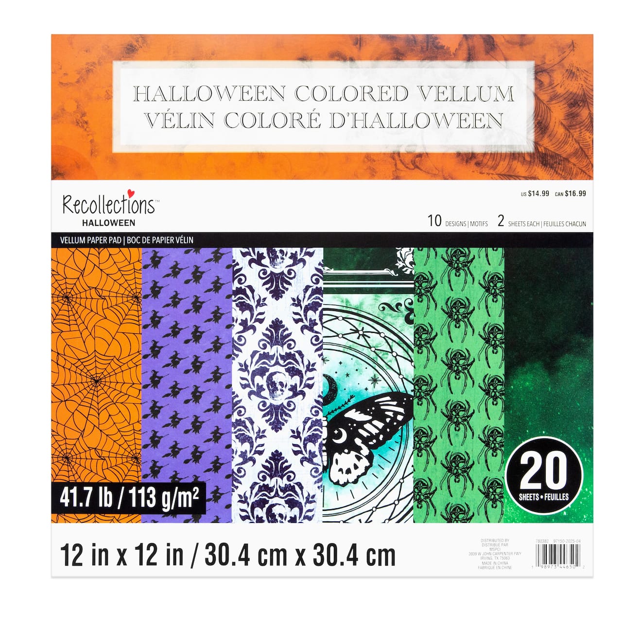 12" x 12" Halloween Colored Vellum Paper Pad by Recollections™, 20 Sheets